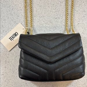 Black Leather crossbody NWT